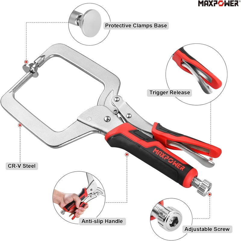 Max Power 12.5-Inch Pocket Hole Clamp, 2 Pack Right Angle Clamp for Woodworking and Pocket Hole Joinery - Image 2
